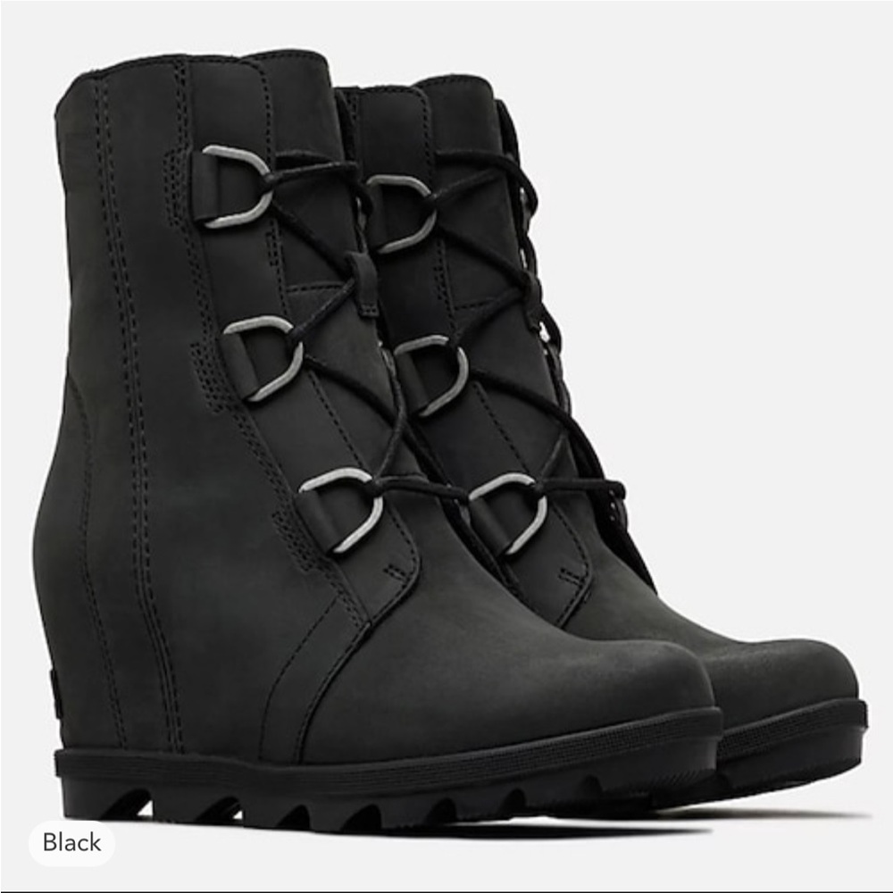 Sorel Black Lace Up Wedge Boots
